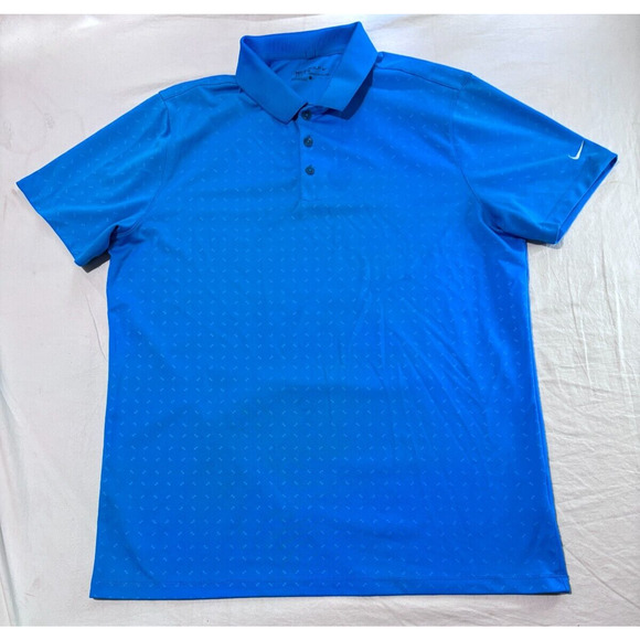 Nike Golf Dri Fit Polo Shirt Mens L Standard Fit Short Sleeve Blue Flake - Picture 2 of 6